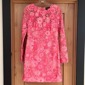 Women's Pink Floral Embroidered Mini Dress